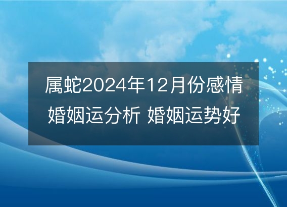 属蛇2024年12月份感情婚姻运分析 婚姻运势好吗