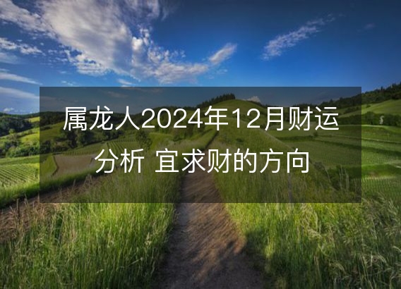 属龙人2024年12月财运分析 宜求财的方向