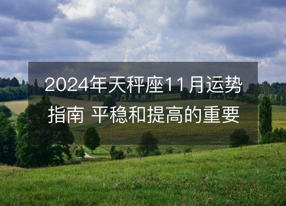 2024年天秤座11月运势指南 平稳和提高的重要月份