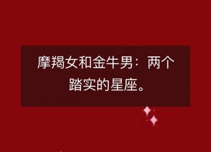 摩羯女和金牛男：两个踏实的星座。