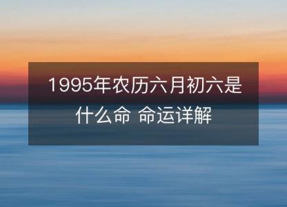 1995年农历六月初六是什么命 命运<font color='red'>详解</font>