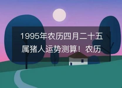 1995年农历四月二十五属猪人运势<font color='red'>测算</font>！农历命运，五行缺什么