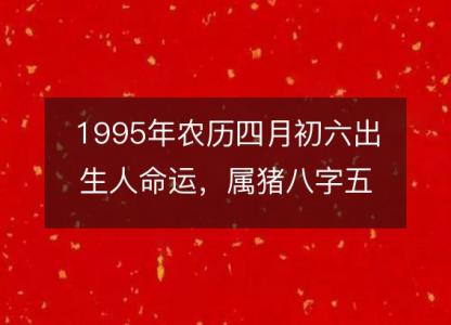 1995年农历四月初六出生人命运，属猪八字五行缺什么 性格感情<font color='red'>详解</font>